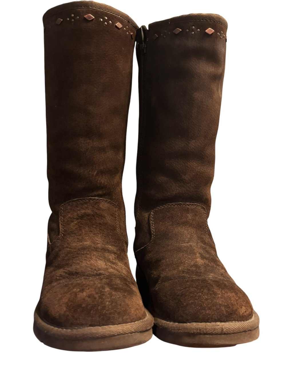 UGG Cosita Boots Sz 7 Brown Beaded Suede Shearling F3006F